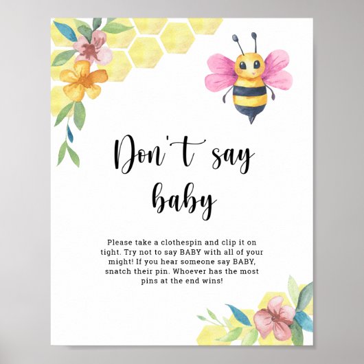 Bee floral - Don't say baby  Poster (Vorne)