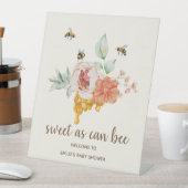 Bee Floral Honeycomb Baby Dusche Willkommen Sockelschild (In Situ)