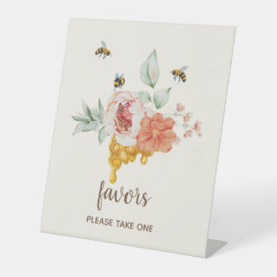 Bee Floral Honeycomb Baby Shower Favoriten Sockelschild