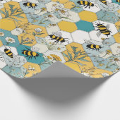 Bee Floral Honeycomb Muster mit Daisies Geschenkpapier (Ecke)