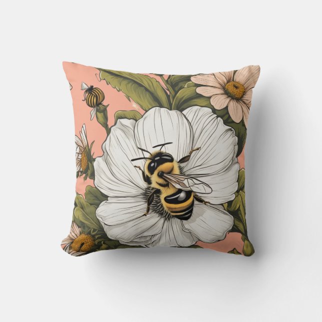 Bee Floral Kissen (Vorderseite)