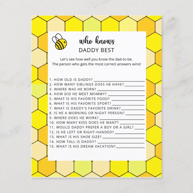 Bee floral Wer DADDY am besten kennt (Vorderseite)