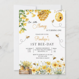 Bee Flower Our Little Honey Is Turning Birthday Einladung