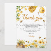 Bee Flower Yellow Birthday Dankeskarte (Vorne/Hinten)