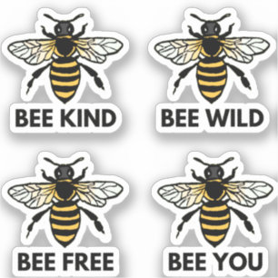 Bee Free Wild Kind You Hummel Illustriert Aufkleber