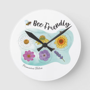 Bee friendly - Harmonious Nature Runde Wanduhr
