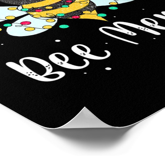 Bee frohe Weihnachten Niedliche Bee Xmas Lights Fa Poster (Ecke)