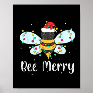 Bee frohe Weihnachten Niedliche Bee Xmas Lights Fa Poster