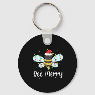 Bee frohe Weihnachten Niedliche Bee Xmas Lights Fa Schlüsselanhänger