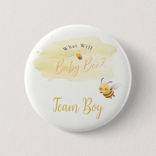 Bee Gender Reveal Button Team Boy (Vorderseite)