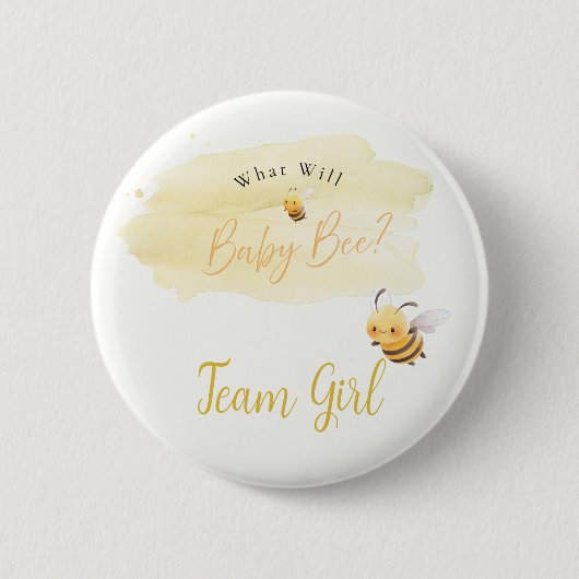 Bee Gender Reveal Button Team Girl (Vorderseite)