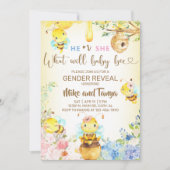 Bee gender reveal invite, bumblebee, honeybee. einladung (Vorderseite)
