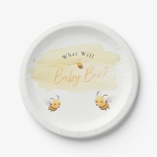 Bee Gender Reveal Party Plates What Will Baby Bee Pappteller (Vorderseite)