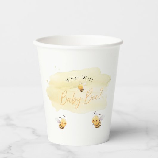 Bee Gender Reveal Party What Will Baby Bee Pappbecher (Vorderseite)