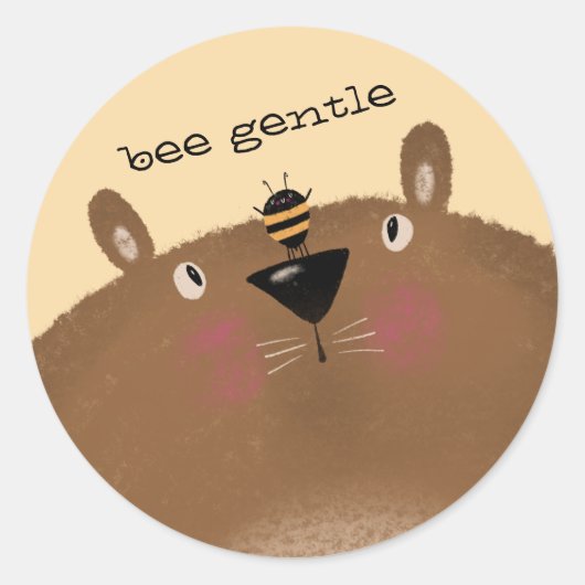 Bee Gentle Runder Aufkleber (Vorderseite)