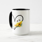 BEE GIRL Black Heart Sunflower Quote Tasse (Vorderseite Links)