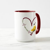 BEE GIRL Red Heart Sunflower Quote Tasse (VorderseiteRechts)
