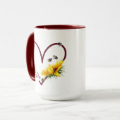 BEE GIRL Red Heart Sunflower Quote Tasse (Vorderseite Links)