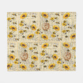 Bee Gnome Sonnenblume Fleecedecke (Vorderseite (Horizontal))