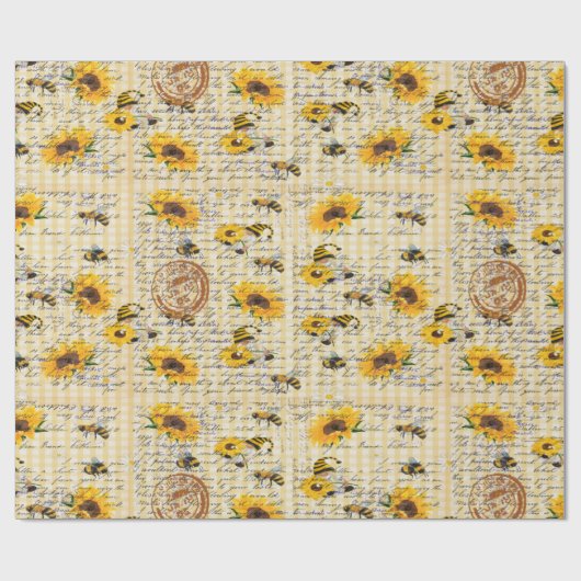 Bee Gnome Sonnenblume Geschenkpapier (Flach)