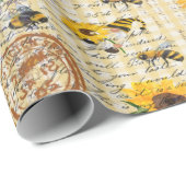 Bee Gnome Sonnenblume Geschenkpapier (Rolleneckpunkt)