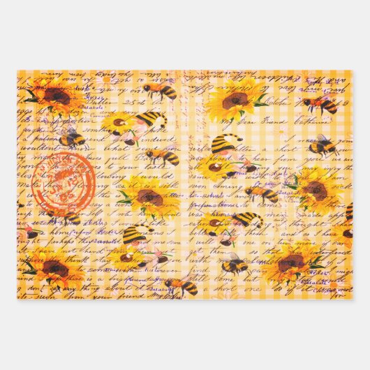 Bee Gnome Sonnenblume Geschenkpapier Set (Vorderseite 3)