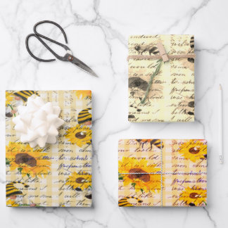 Bee Gnome Sonnenblume Geschenkpapier Set
