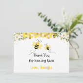 Bee Gold Floral Baby Dusche Vielen Dank Dankeskarte (Stehend Vorderseite)