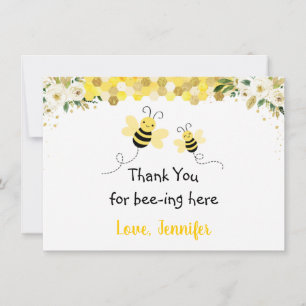 Bee Gold Floral Baby Dusche Vielen Dank Dankeskarte