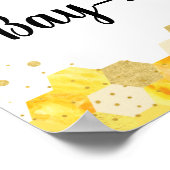 Bee Gold Floral Gender Neutral Baby Dusche Willkom Poster (Ecke)