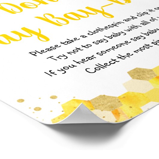 Bee Gold Floral Say Baby Game nicht Poster (Ecke)