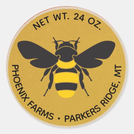 Bee Graphic Honey Jar Cap Round Sticker (Vorderseite)