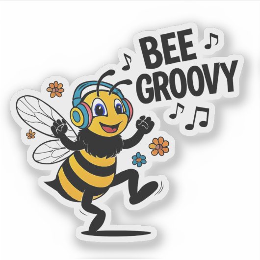 Bee Groovy Sticker (Vorderseite)