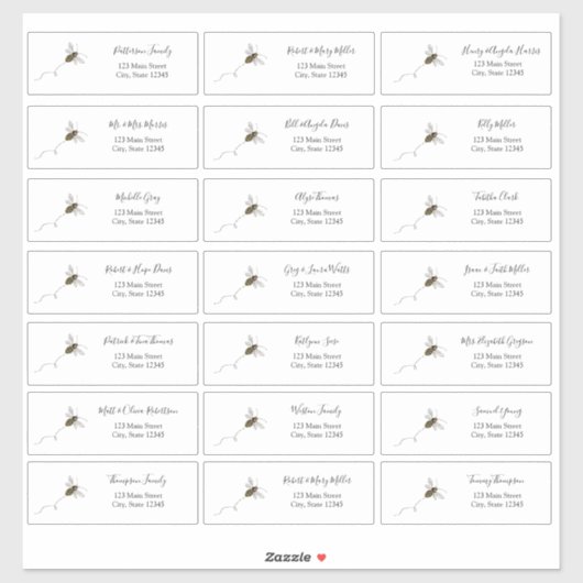 Bee Guest Address Envelope Aufkleber (Blatt)
