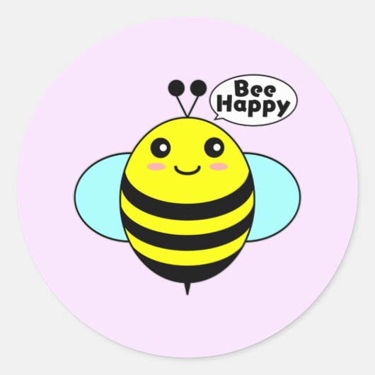 Bee Happy 2 Runder Aufkleber (Vorderseite)