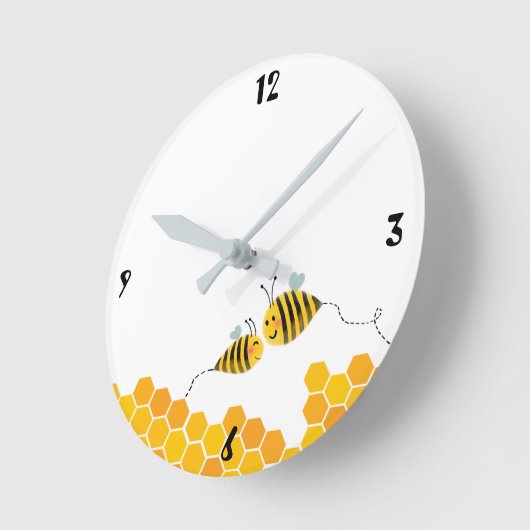 Bee happy all day! runde wanduhr (Winkel)