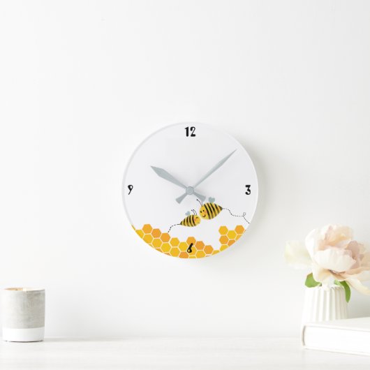 Bee happy all day! runde wanduhr (Zuhause)