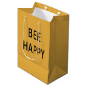 BEE HAPPY Apiary Beekeeper Naturoase Lover Gift Ta Mittlere Geschenktüte (Vorderseite Schrägansicht)