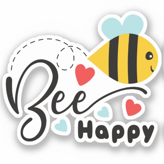 Bee Happy Aufkleber (Vorderseite)