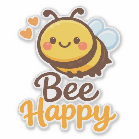 Bee Happy Aufkleber (Vorderseite)