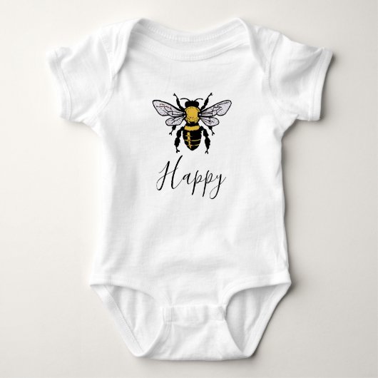 Bee Happy Baby Bodysuit Baby Strampler (Vorderseite)