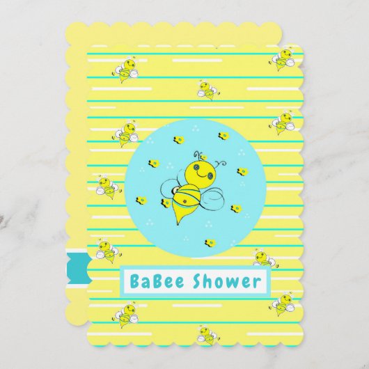 Bee Happy Baby Shower Einladung (Vorne/Hinten)