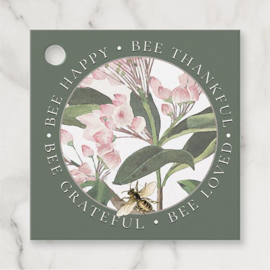 Bee Happy Bee Dankful Inspiration Apiary Tag Geschenkanhänger (Vorderseite)