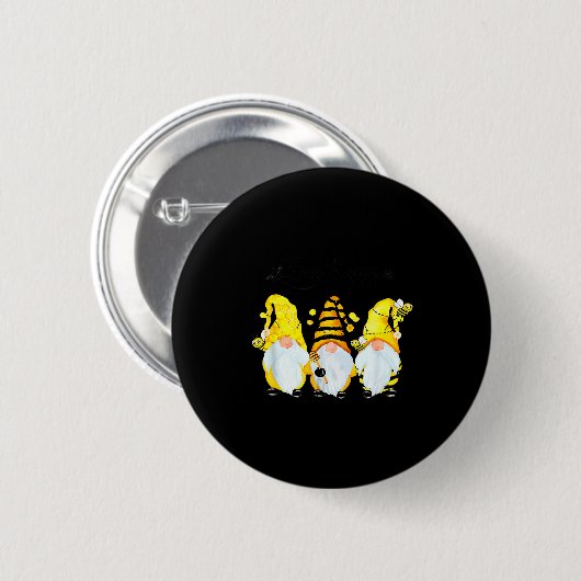 Bee Happy Bee Gnome Spring  Button (Vorne & Hinten)