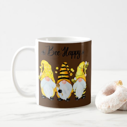 Bee Happy Bee Gnome Spring  Kaffeetasse (Mit Donut)