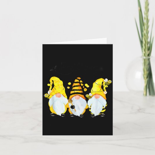 Bee Happy Bee Gnome Spring  Karte (Vorderseite)