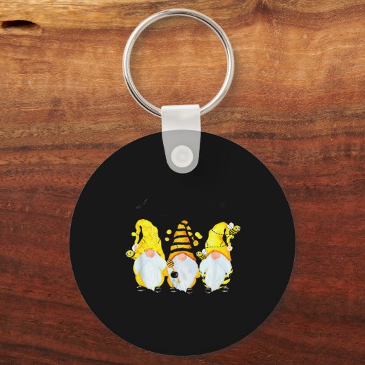 Bee Happy Bee Gnome Spring  Schlüsselanhänger (Vorderseite)