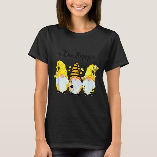 Bee Happy Bee Gnome Spring  T-Shirt (Vorderseite)