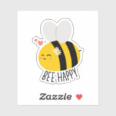 Bee Happy, Bee Inspirational Happy Motivierend Aufkleber (Blatt)