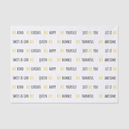 Bee Happy Bee Kind Tissue Paper Seidenpapier (Vorderseite)